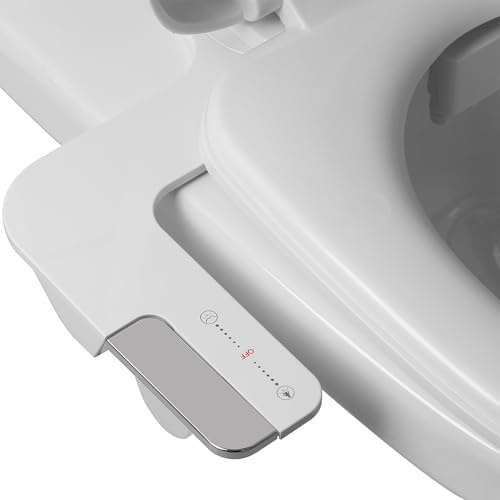 Accesorio para bidé para inodoro – no eléctrico de agua fría bidé con presión de agua ajustable, doble boquilla, descarga frontal, retrolavado y bidé con entrada de latón (plata)