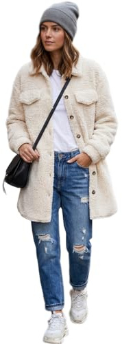 Just Quella Long Teddy Coat for Women (US 8-10)