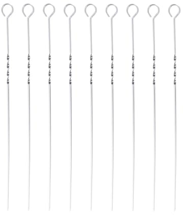 TOYZFRIENDY 20 piezas Brochetas de Barbacoa Metálicas de Acero Inoxidable de Alimenticio Planas Antideslizantes para Parrilla al Aire y Camping