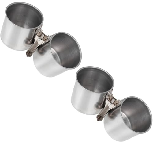 NUOBESTY Mangeoires pour Oiseaux avec Pince 2pcs en Acier Inoxydable Bol Stable pour Alimentation Canaris et Pigeons en Cage d'oiseaux