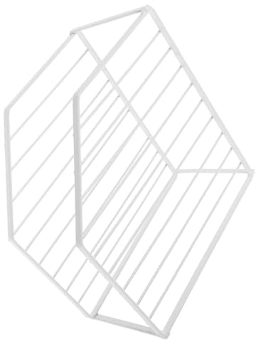 Operitacx Iron Pan Organizer Rack and Stability White with Double Layer Dish Rack Design Efficient Corner Kitchen Cabinet Storage Shelf for Kitchen for Heavy Pots and Pans for Countertop