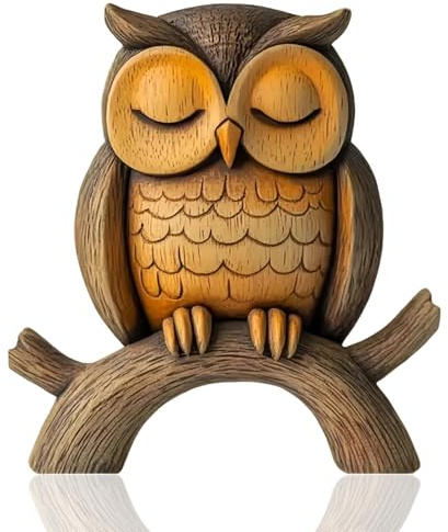 Aurelx Eule Deko Holz, Glücksbringer Holzfiguren, 2D Flache Holzfiguren Tiere, Holzfigur im Schlafzimmer, Owl Holzdeko für Wohnzimmer Bücherregal Büro, Eulen Geschenke für Tierliebhaber