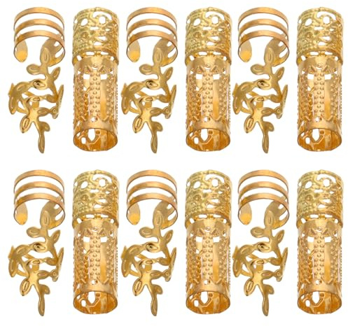 Toddmomy 40pcs Accessoires pour Tresses en Alliage Or, Anneaux Creux et Perles à Barbe, Faciles à Utiliser pour Spectacles et Mariages