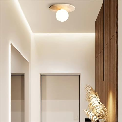 Rund taklampa i marmor G9 Glödlampa Vit Glas Sovrum Gang Restaurang Enkel Lampa Natursten (Kall Vit)(Warm White)