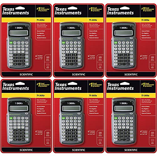 Texas Instruments TI-30Xa Scientific Calculator, 10-Digit LCD, Black, 6 EA, Sold as 1 Carton