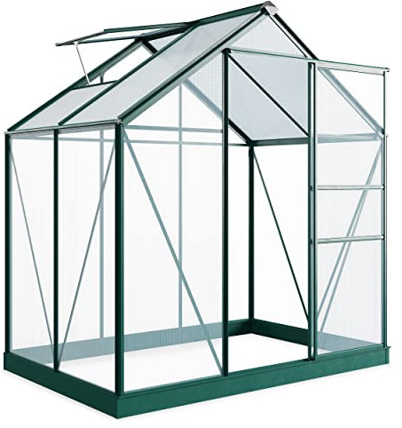 BillyOh 4x6 Polycarbonate Greenhouse Aluminium Frame | Walk In Greenhouse with Sliding Door, Apex Roof Design & Roof Vents - Green House for Garden with Built-in Guttering for Efficient Plant Growth