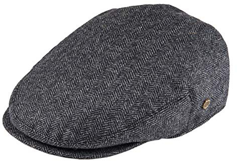 VOBOOM Men's Herringbone Flat Ivy Newsboy Hat Wool Blend Gatsby Cabbie Cap (Dark Grey, 7 3/8)