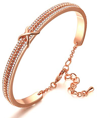 Angelady Pulsera infinita para mujer, pulsera ajustable con diamantes de oro rosa, Christmas regalo de cumpleaños de aniversario para damas y niñas