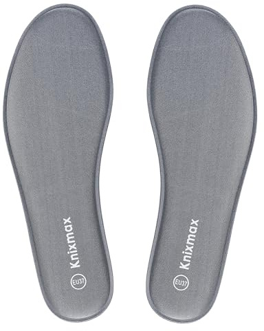 Knixmax Plantillas Memory Foam para Zapatos de Mujer y Hombre, Plantillas Confort Amortiguadoras Cómodas y Flexibles para Trabajo, Deportes, Caminar, Senderismo, 38EU Gris