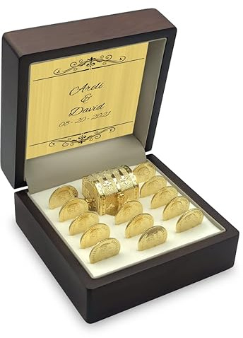 EHV Customizable Wedding Unity Coins Arras de Boda with Decorative Display Case, Treasure Box, Classic Ceremony Souvenirs, Beautiful Gift Set Marriage Matrimoniales (Centenario)