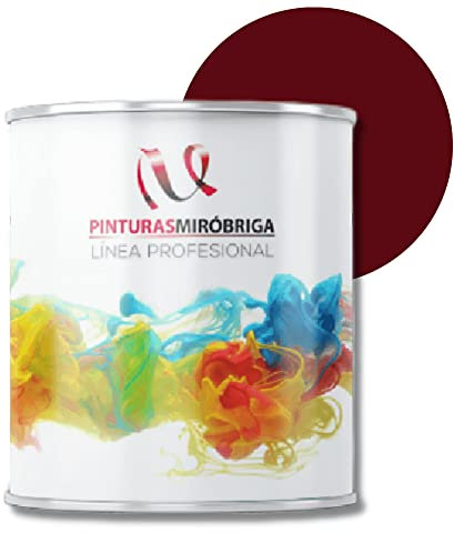 Pinturas Mirobriga Esmalte Antioxidante Color Rojo Burdeos Ral 3005, Secado Rapido, Directo sobre metal, proteccion de superficies de hierro y madera. Envase de 750ml.