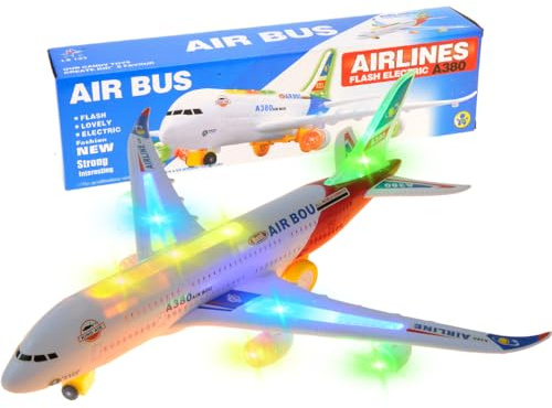 PowerTRC Kids Airplane Toys, Bump & Go Action Toddler Toy Airplane with LED Flashing Light, Music, Airplane Sound, Great Gift for Boys Girls Ages 3-12