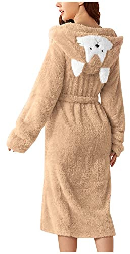 Bademantel Damen Flauschig Lang Morgenmantel Damen Leicht Lang Bademantel Loungewear Saunamantel Saunabademantel Mantel Flauschig Frottee Warm Kuschel Frottee-Velours Weicher Shaggy Microfaser