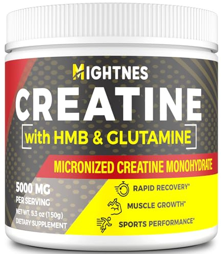 Creatine HMB, Creatine Powder for Men & Women, Micronized Creatine Monohydrate for Muscle Growth & Recovery and Increased Strength, Performance, Creatine HMB with Glutamine, Gluten Free, 30 Servings