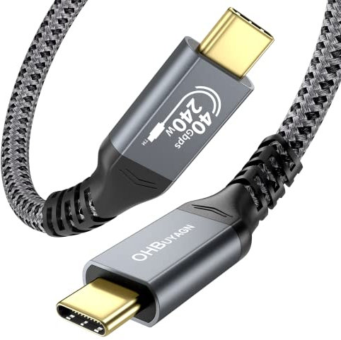 OHBUYAGN USB4 Cable USB IF Certification 240W for Thunderbolt 4, USB C to USB C Cable 40Gbps Data Transfer, Support 8K/6K@60Hz, Compatiable with Thunderbolt 3, iMac, eGPU, Hub, SSD, Docking (1M)