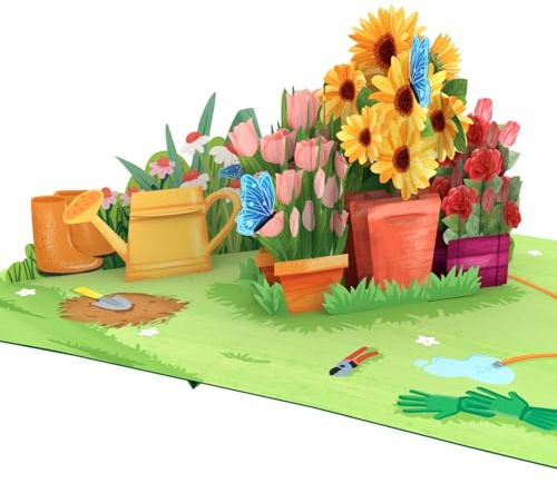 papercrush® popup-kort för trädgårdsmästare – 3D-födelsedagskort för kvinnor (maka, flickvän), pengagåva eller kupongkort för trädgårdsälskare och trädgårdsvänner, gratulationskort till pensionering