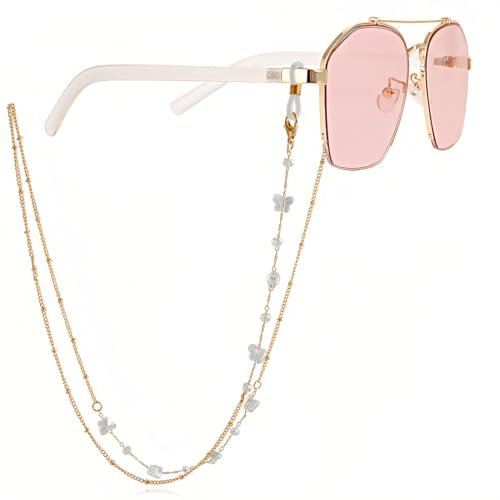 KSJEHW Cadenas para gafas de mujer Porta correa Gafas Cadena Gafas de vista de metal Gafas de sol Collar con gancho de cadena para niñas(Estilo 2)