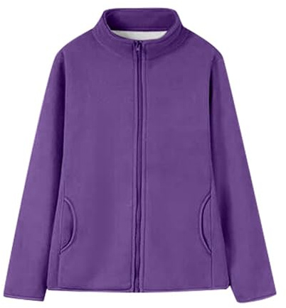 Chaqueta de forro polar suave con cremallera completa para mujer, abrigo para mujer, capucha de piel, Color morado oscuro., 5XL