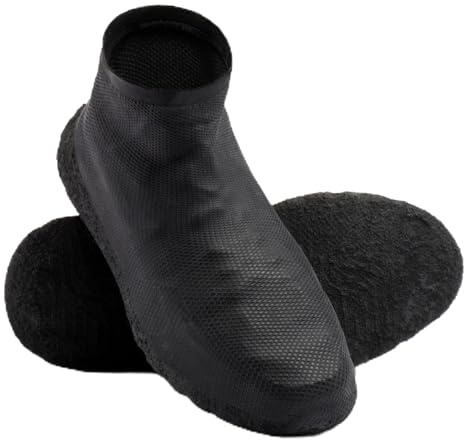 BIFOGOGE Copriscarpe Impermeabili per Pioggia Riutilizzabili Pieghevoli Antiscivolo con Gomma Rinforzata per Uomo e Donna(XXL,Nero)