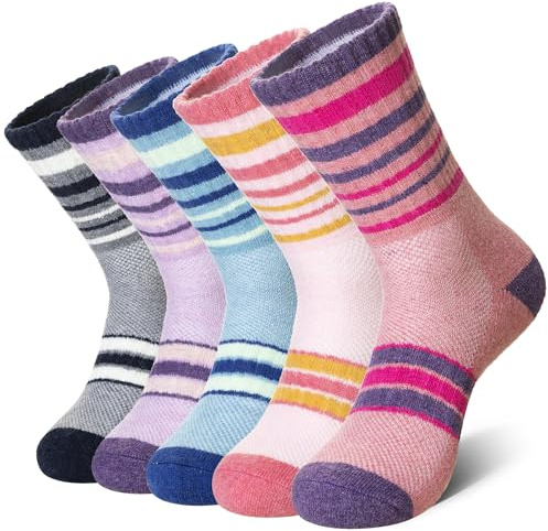 SEEYAN Womens Merino Wool Socks Hiking Walking Winter Thermal Boot Warm Cushion Work Thick Crew Socks 5 Pairs