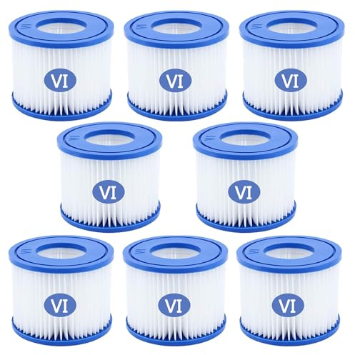 SAMSYOKI 8 Stück Filterkartusche für Pool Typ VI, Filterkartuschen Pool für Bestway Pool Filter für Lay Z Spa, MSPA Whirlpool Ersatz Filter für Miami Hawaii Vegas Monaco Palm Springs