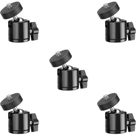 ANDARS 5 Piezas Cabeza Tripode | Rótulas para Trípodes Giratorio 360° con Placa Liberación Rápida y Tornillo 1/4 | Cabeza Esférica Universal para Trípodes, Monópodes, Cámaras DSLR y SLR