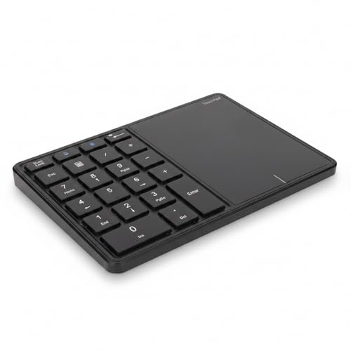 SustVita Tastierino numerico Bluetooth, accessorio portatile 2 in 1 con tastierino numerico per laptop con touchpad integrato, doppia modalità BT/2.4G e batteria da 500 mAh (Nero)