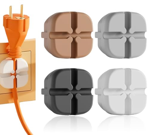 KIRZAX 4 Tapa Enchufe Robot Tipo F, Silicona Protector Enchufes para Bebés, Seguridad Infantil Anti-tormenta, Anti-Polvo & Organización de Cables