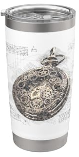 Pocket Watch Vintage Retro Steampunk Blueprint Gift Stainless Steel Insulated Tumbler