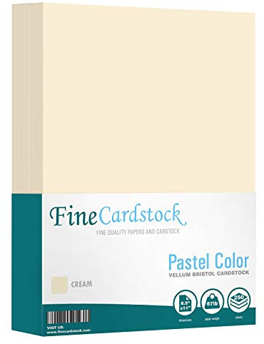 Cream 67lb Vellum Bristol Cardstock, Lightweight Cover Card Stock Paper - Great for Arts and Crafts, Wedding Invitations, Documents and Brochures | 8.5 x 11 (Letter Size) | 250 Sheets per Pack