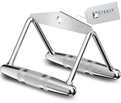 STEELY SPORTS Rudergriff/Parallelgriff Vollstahl Griffe Kraftstation & Kabelzug – In Studioqualität (Kabelzuggriff breit/Rücken- Latzug Griff eng) Rudern Fitnessturm - T-Bar Ruder Fitness Stange