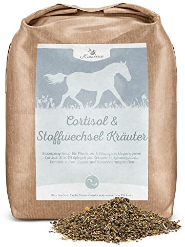 Krauterie Cortisol & Stoffwechsel Kräuter für Pferde in Spitzenqualität (2000 g) - Artgerechtes Ergänzungsfutter frei von Zusätzen/melassefrei, zuckerfrei, getreidefrei