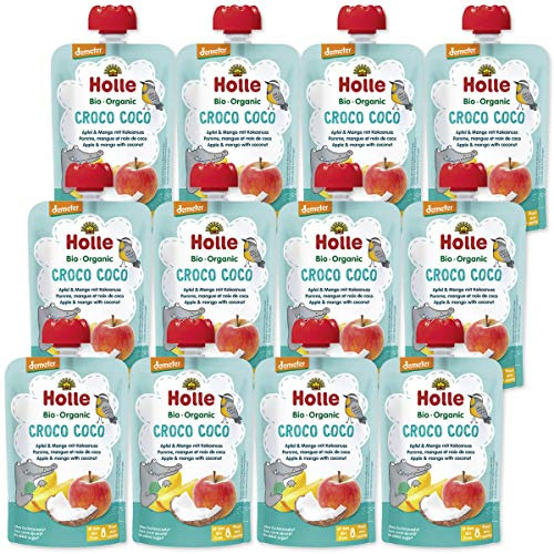 Holle - Quetschie Croco Coco Pouchy Apfel Mango Kokusnuss - 100 g - 12er Pack