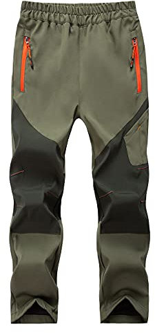 Echinodon Kinder Outdoorhose Wasserdicht Sommer Funktionshose Frühling Herbst Wanderhose Trekkinghose Armeegrün M