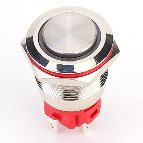 Interrupteur à bouton-poussoir en métal DC9~30V 19mm 1NO 1NC interrupteur à verrouillage automatique avec symbole d'alimentation LED lumière jaune(Annular high head self-locking)