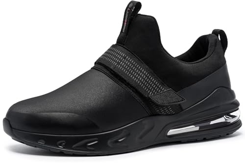 LARNMERN Zapatos Cocina Mujer Zapatillas Antideslizante Hostelería Sin Cordones Impermeable Chef Calzado de Trabajo Amortiguación sin Puntera(38.5,Negro Mujer)
