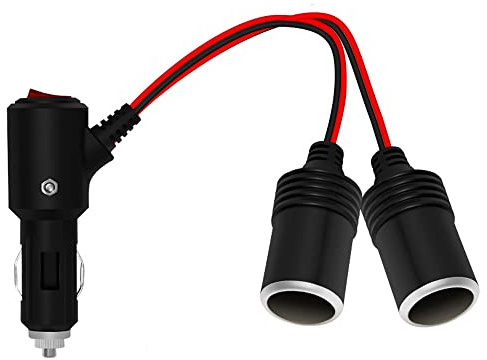 Répartiteur Allume-Cigare 1 vers 2 Prises Femelles DC 12V/24V – Câble Extension 24 cm, Fusible Intégré, Adaptateur Splitter Voiture Camion