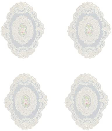 Wanjorlay 4Er-Pack Retro-Spitzen-Tischsets, FranzöSische HäKeldeckchen, Handgefertigte Bestickte Tischsets, 30,5 X 40,6 cm GroßE Tischsets im Beige