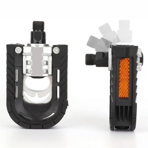 Pedales de bicicleta, pedales plegables universales de 9/16 pulgadas con tiras reflectantes, aluminio, antideslizantes, impermeables, pedales plegables anchos y planos para bicicleta eléctrica, viajes