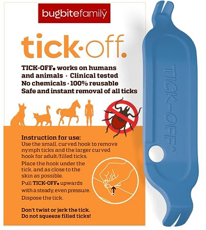 tick-off® | Patentierte Zeckenzange Mensch | Zecken Entferner mit 2 Größen Zeckenhaken & Ergonomischem Griff | Doppelseitig für Hunde Katzen Pferde | Klinisch getestet | Einzelpackung Blau
