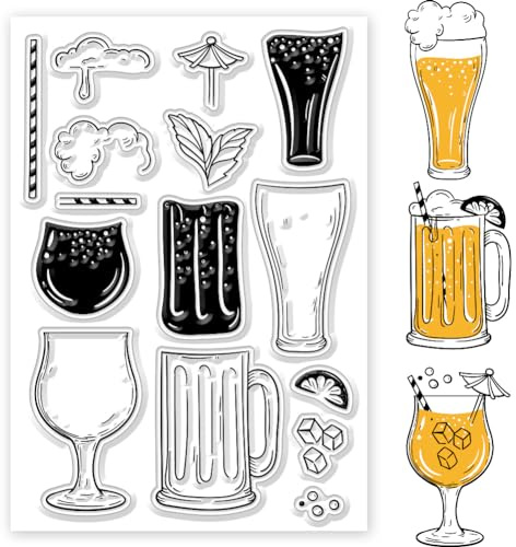 GLOBLELAND Transparente Stempel Bier, Dekorative Transparente Stempel, Silikonstempel Für Kartenherstellung Und Fotoalbum Dekoration Und DIY Scrapbooking