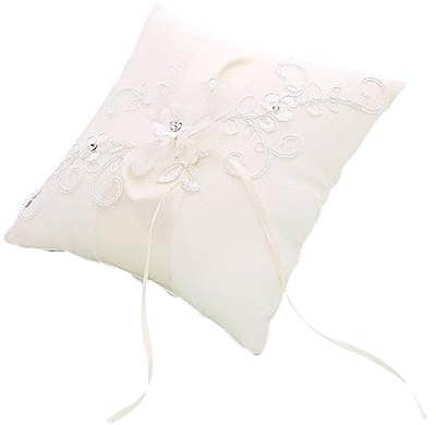 HOMSFOU Ringkissen Mit Bändern Verlobungsringkissen Ringkissen Für Ringträger Ringkissen Für Die Zeremonie Kopfkissen Weiß