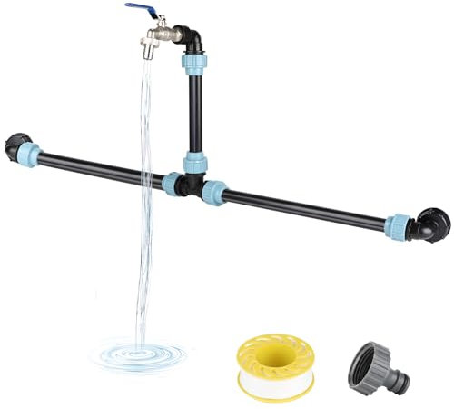 SWAWIS IBC Tank Zubehör IBC Auslaufhahn IBC Tank Verbinder für 2 IBC Tank/Container S60x6 IBC Adapter Kugelhahn Absperrhahn 3/4 Zoll Schlauchanschluss Wasserhahn Adapter