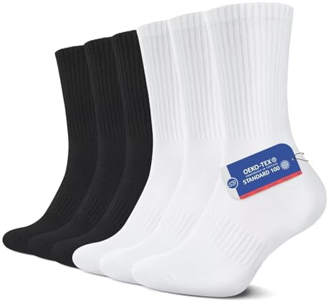 YouShow Sports Socks for Men & Women 6/12 Pairs Cotton Cushioned Crew Socks