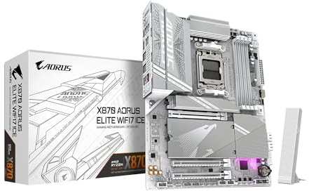 GIGABYTE X870 AORUS Elite WIFI7 ICE AM5 LGA 1718, ATX, DDR5, 4X M.2, PCIe 5.0, USB4, Wi-Fi 7, 2.5GbE LAN, EZ-Latch, Q-Flash