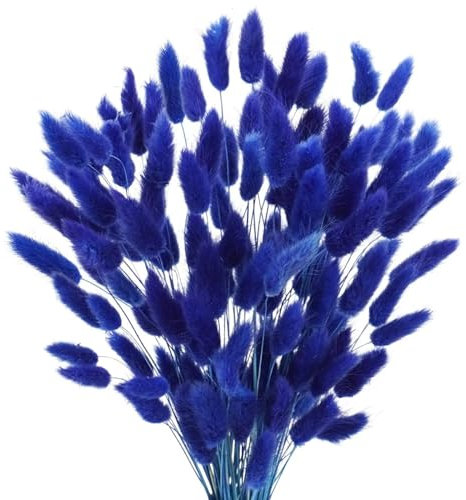 Erba della pampa essiccata, 50 pezzi da 45 cm, fiori secchi bianchi naturali, pampa essiccate naturali, erba per vasi, composizioni di matrimoni, feste, casa, hotel, decorazione blu scuro