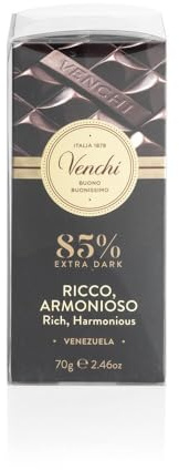 Venchi - Set of 6 85% Extra Dark Bars, 14.81 oz - Gluten Free - Vegan - Great Gift Idea