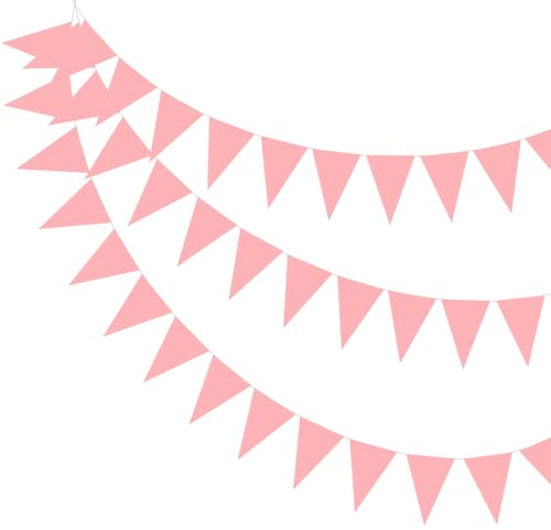 PATIKIL Banderines De 49 Pies, Banderas De Banderines De Tela De Fieltro, Cadena De Banderas Triangulares, Guirnalda De Banderines Para Decoraciones De Carnaval Boda Cumpleaños, Rosa