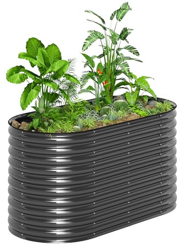 Outsunny Bac à Plantes surélevé en Acier, Bac à Plantes précoce Bac de Jardin empilable Bac à Fleurs emboîtable Bac à Plantes 160x80x80cm Bac à légumes pour Jardin Balcon terrasse, bac à Plantes pour