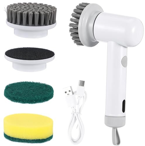 TOPPERFUN Cepillo Limpiador Eléctrico Fregadora Giratoria Para Baños y Color Blanco Multifuncional y Inalámbrica Para Limpieza Profunda